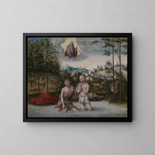 Le Baptême du Christ - Lucas Cranach l'Ancien — kehystetty taideteos seinällä