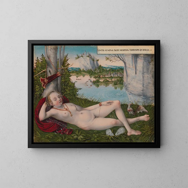 Kevään Nymfi - Lucas Cranach nuorempi — kehystetty taideteos seinällä