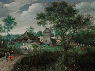 Lucas van Valckenborch - A landscape with a peasant wedding and a village festival Antwerp beyond.webp