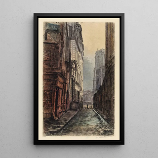 Lucien Marcelin Gautier - La rue Saint Julien Le Pauvre et une partie de lglise.webp