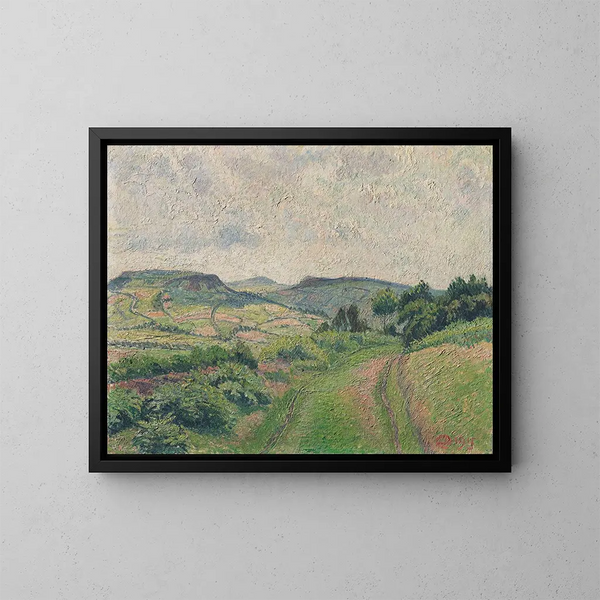 Un paysage vallonné - Lucien Pissarro — kehystetty taideteos seinällä