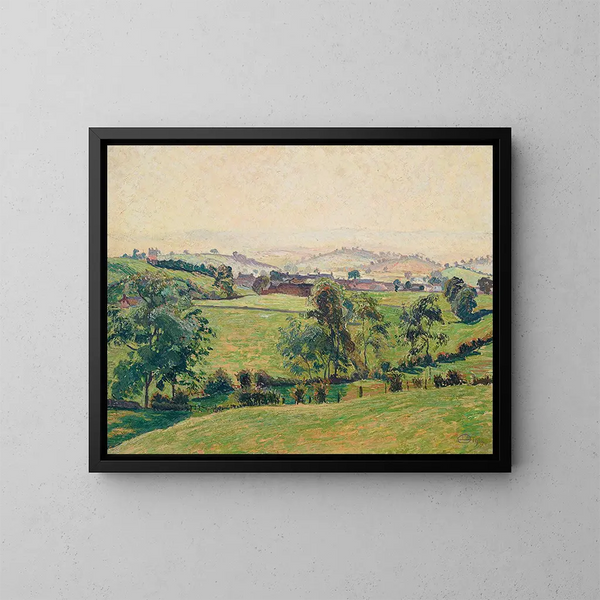 Myöhäinen sumu Broughissa - Lucien Pissarro — kehystetty taideteos seinällä