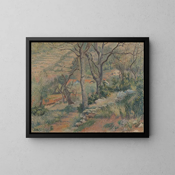 Fin du village Dardennes - Lucien Pissarro — kehystetty taideteos seinällä