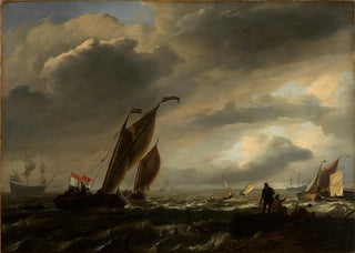Ludolf Backhuysen - Leicht bewegte See mit Schiffen.webp