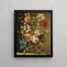 Une nature morte avec des roses, une jonquille ja muita kukkia lasimaljassa kivipohjalla - Ludovico Stern — kehystetty taideteos seinällä
