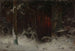 Metsäinen maisema lumisessa maisemassa - Ludvig Munthe — näkymä teoksesta