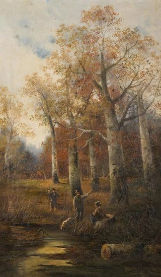 Ludvk Bartk - Autumn Landscape with Hunters.webp
