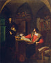 Faust et Méphisto dans le bureau. Conjuration de Méphisto par Faust. - Ludwig Ferdinand Schnorr von Carolsfeld — näkymä teoksesta