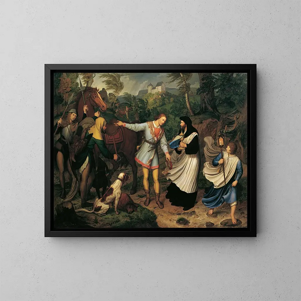 Rodolphe de Habsbourg ja papista - Ludwig Ferdinand Schnorr von Carolsfeld — kehystetty taideteos seinällä