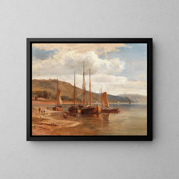 Rive du Rhin près de Lorch - Ludwig Halauska — kehystetty taideteos seinällä