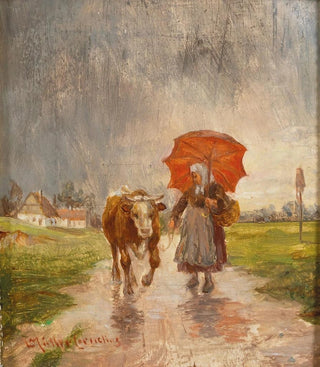 Ludwig MllerCornelius - Returning Home with Red Umbrella.webp