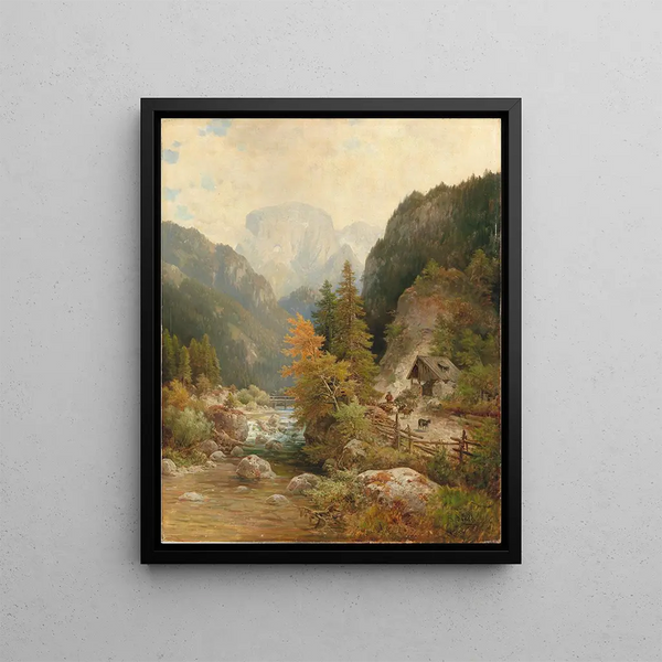 Ludwig Sckell - Hirten und Herde am Weg bei einem Wildbach.webp