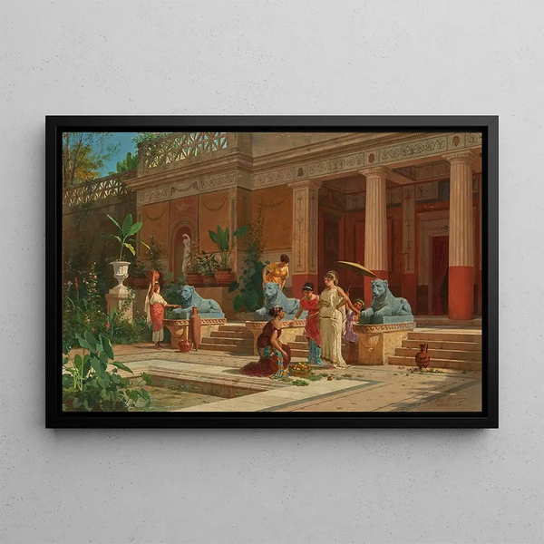 Luigi Bazzani - A fruit seller in the courtyard of a Pompeian villa.webp