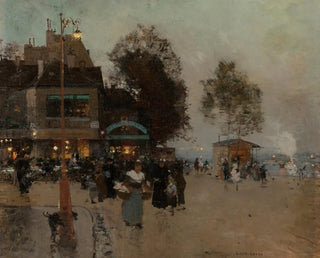 La guinguette au bord de la Seine - Luigi Loir — näkymä teoksesta