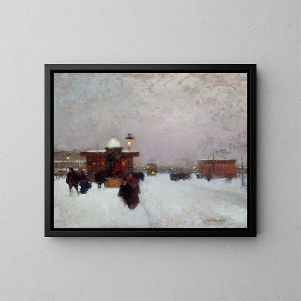 Porte Maillot sous la neige la nuit - Luigi Loir — kehystetty taideteos seinällä