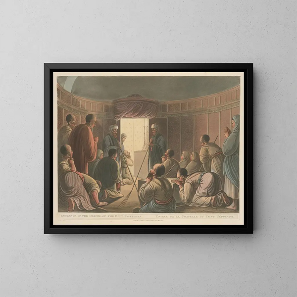 Entrée de la chapelle du Saint-Sépulcre - Luigi Mayer — kehystetty taideteos seinällä