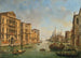 Venetsian maalaus, näkymä Grand Canalilta Palazzo Cavalli-Franchettin kautta Santa Maria della Saluten taakse - Luigi Querena — näkymä teoksesta