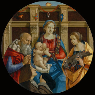 Michelangelo di Pietro Membrini - Madonna and Child with a Male Saint Catherine of Alexandria and a Donor.webp