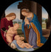 Madonna adorant l'Enfant avec le Saint Enfant Jean-Baptiste et un Ange - Lorenzo di Credi — esillä sisätilassa