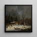 Maison de forêt dans la forêt d'hiver - Heinrich Brückel — kehystetty taideteos seinällä