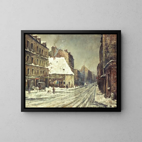 La Rue du Mont-Cenis, effet de neige - Léon Cogniet — kehystetty taideteos seinällä