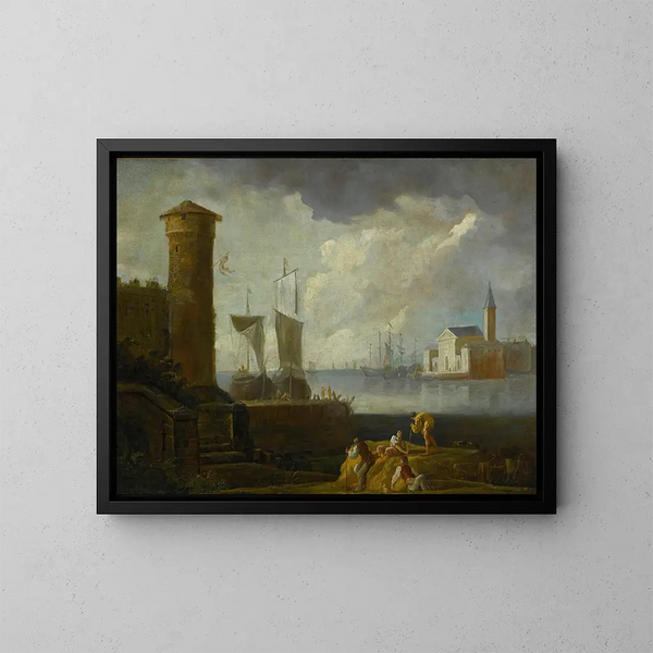 Capriccio-näkymä San Giorgio Maggiore -saaresta Venetsiassa - Marco Ricci — kehystetty taideteos seinällä