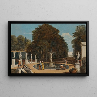 Marco Ricci - A Landscape With Figures Conversing In A Park Beside A Fountain.webp