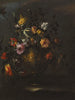 Nature morte de roses, tulipes et autres fleurs dans un vase en bronze sur un rebord de pierre - Margherita Caffi — näkymä teoksesta