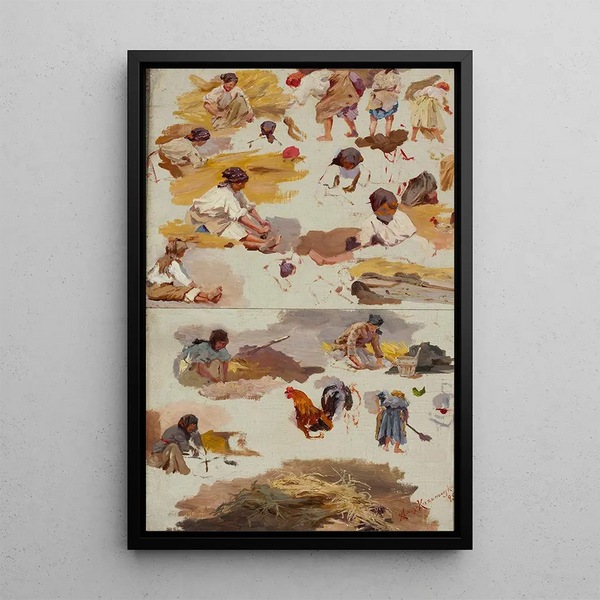 Maria KlassKazanowska - Studies of peasant women for the painting Building a cottage.webp