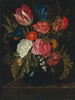 Nature morte de roses, d'œillets, d'une tulipe et d'autres fleurs dans un vase en verre - Maria van Oosterwijck — näkymä teoksesta