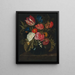 Nature morte de roses, d'œillets, d'une tulipe et d'autres fleurs dans un vase en verre - Maria van Oosterwijck — kehystetty taideteos seinällä