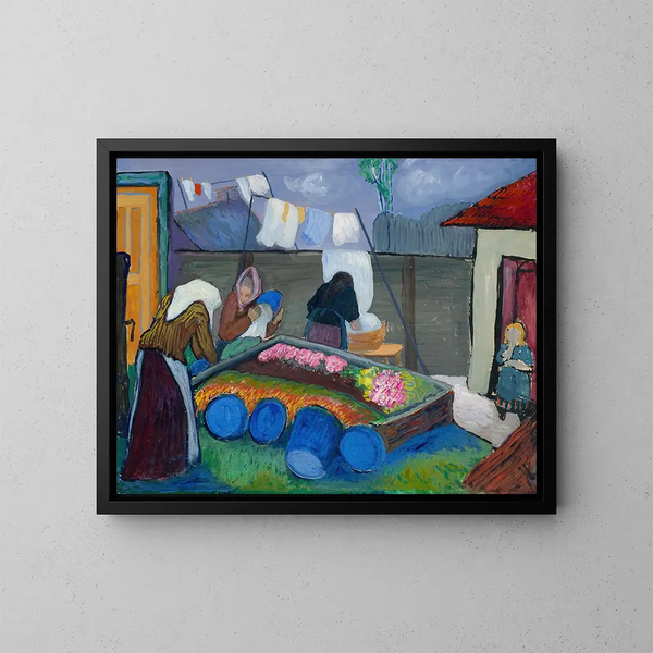 Les blanchisseuses - Marianne von Werefkin — kehystetty taideteos seinällä