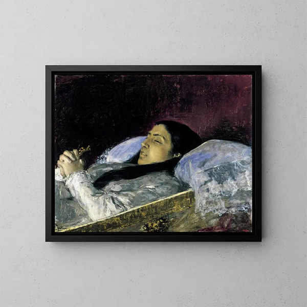 Mademoiselle Del Castillo sur son lit de mort - Mariano Fortuny Marsal — kehystetty taideteos seinällä
