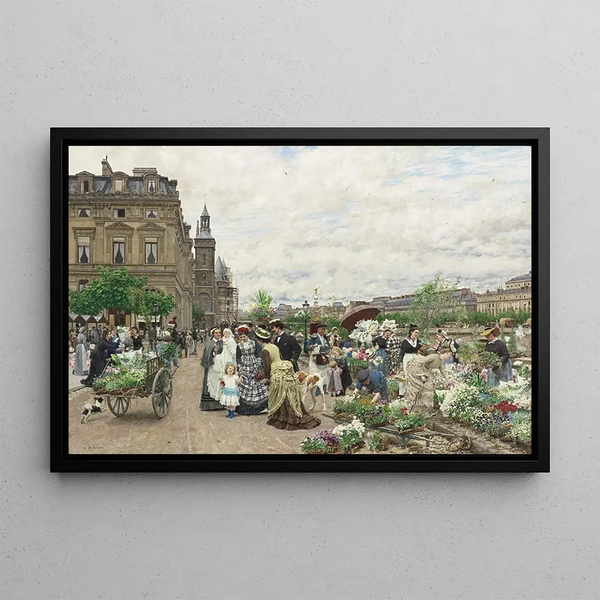 Le Quai aux Fleurs - Marie-François Firmin-Girard — kehystetty taideteos seinällä