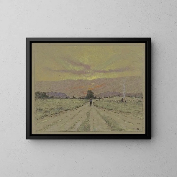 Chemin au soleil couchant - Marie-Joseph Léon Clavel Iwill — kehystetty taideteos seinällä
