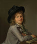 Portrait d'un garçon portant un chapeau noir appuyé sur un portefeuille - Marie Victoire Lemoine — näkymä teoksesta