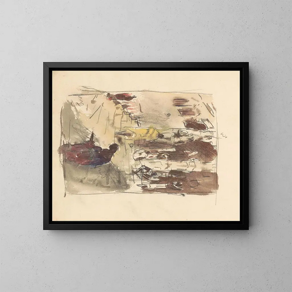 Figures sur un escalier de temple - Marius Bauer — kehystetty taideteos seinällä
