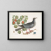Pigeon couronné blanc Plumier à feuilles de prunier - Mark Catesby — kehystetty taideteos seinällä