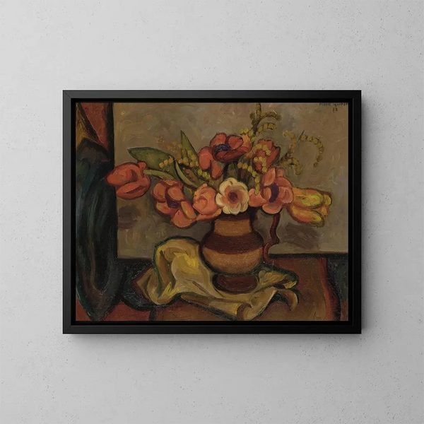 Tulppaanit ja mimosa - Mark Gertler — kehystetty taideteos seinällä