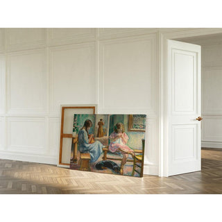 Marthe et Nono Cousant dans un Intérieur - Henri Lebasque | Reproduction Tableau Décoration murale affiche copie
