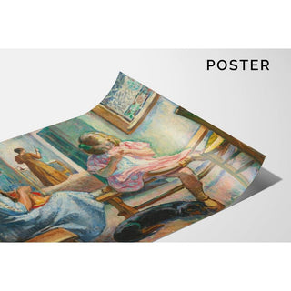 Marthe et Nono Cousant dans un Intérieur - Henri Lebasque | Reproduction Tableau Décoration murale affiche copie