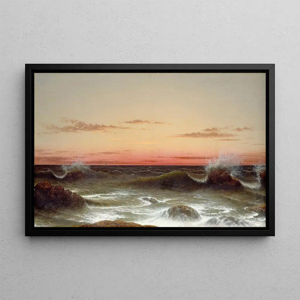 Merimaisema auringonlaskussa - Martin Johnson Heade — kehystetty taideteos seinällä