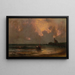 Auringonlasku Point Judithin majakan edessä - Martin Johnson Heade — kehystetty taideteos seinällä