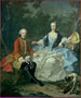 Le comte Giacomo Durazzo déguisé en chasseur avec sa femme Ernestine Aloisia Ungnad von Weissenwolff - Martin van Meytens — näkymä teoksesta