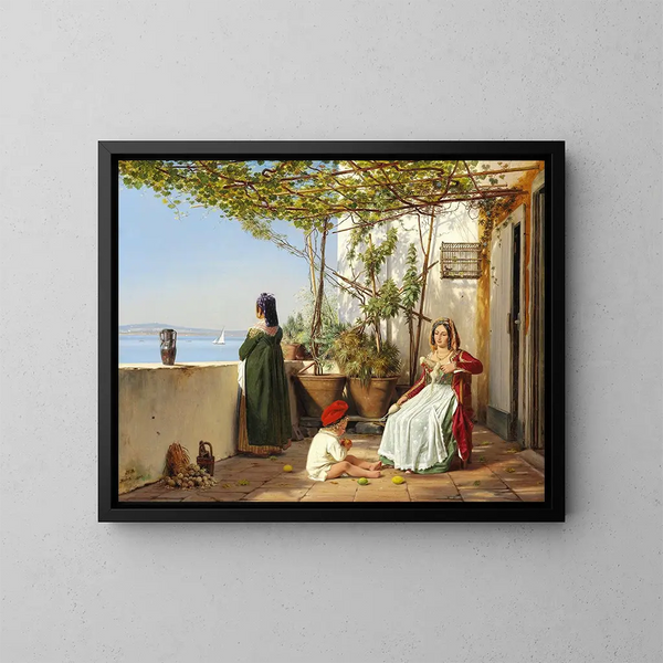 Loggia de Procida avec figures - Martinus Rørbye — kehystetty taideteos seinällä
