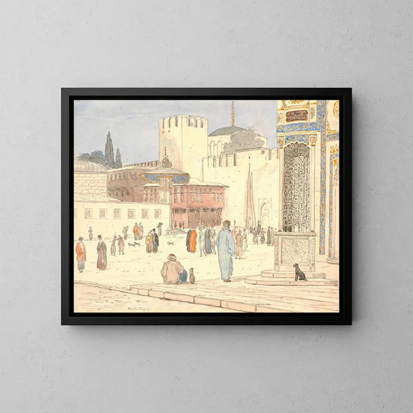 La place devant BabiHmayan à Constantinople - Martinus Rørbye — kehystetty taideteos seinällä