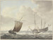 Mer agitée avec des navires, drapeau jaune avec lion doré - Martinus Schouman — näkymä teoksesta