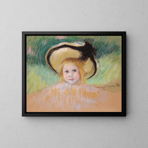 Tyttö mustan nauhakannen kanssa - Mary Cassatt — kehystetty taideteos seinällä