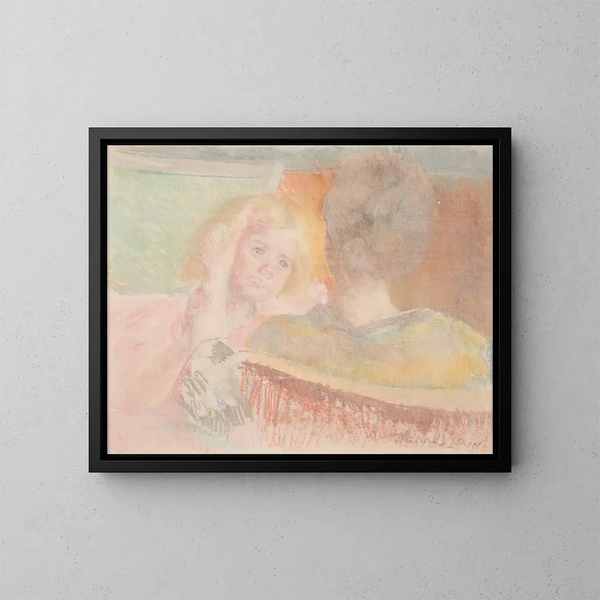 Äiti maalaten Saran hiuksia nro 2 - Mary Cassatt — kehystetty taideteos seinällä