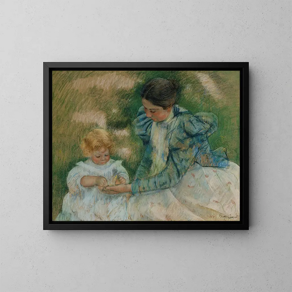 Äiti leikkimässä lapsen kanssa - Mary Cassatt — kehystetty taideteos seinällä